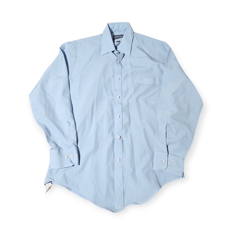 Vintage 70s‎ JCPenney Lustre-Silk Button Up Shirt Mens L 15.5 Long Sleeve Dress